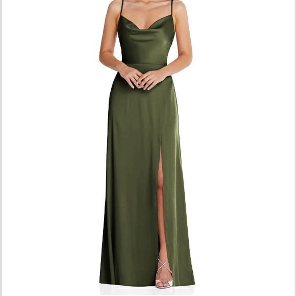 Cowl-Neck A-Line Maxi Dress w/ Adjustable Straps
Bridesmaid Style TH098 olive